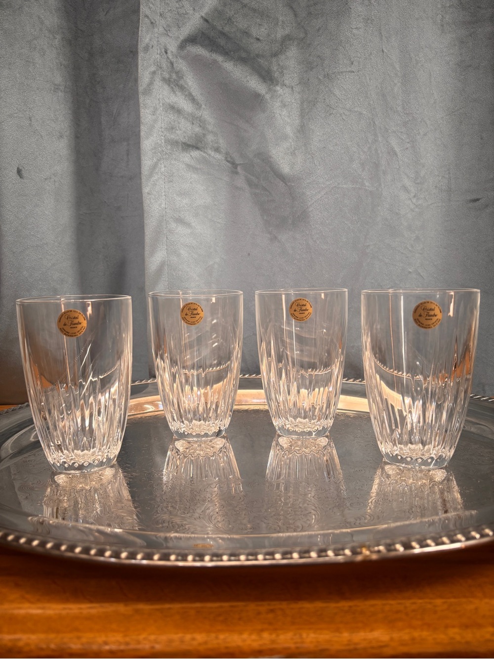 Cristal de Flandre France Lead Crystal Tumblers Set of 4 24% PbO Glasses